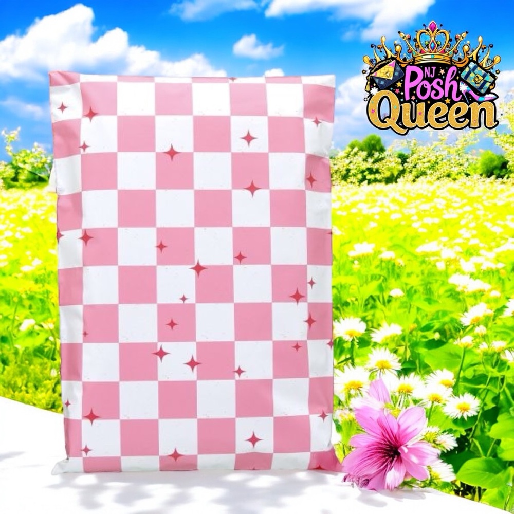 Pink Check Poly Mailers 7.5x10.5 Poly Mailers Pack of 25 - Picture 1 of 5